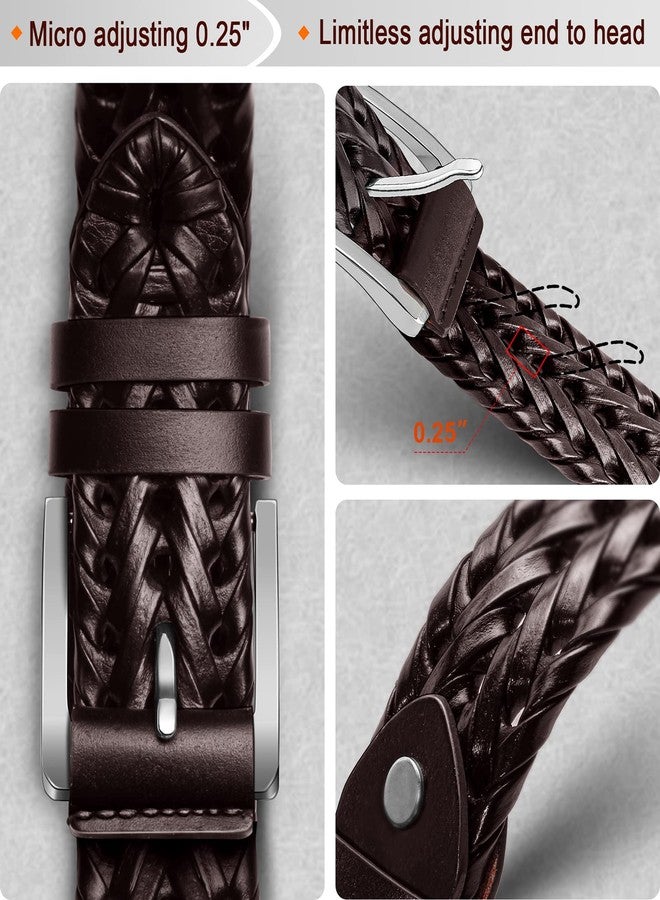 KEMISANT Mens belt 2 Pack, Woven Braided Leather Belt for Men Causal Golf Pants Polo Shirts Matching - Image 5